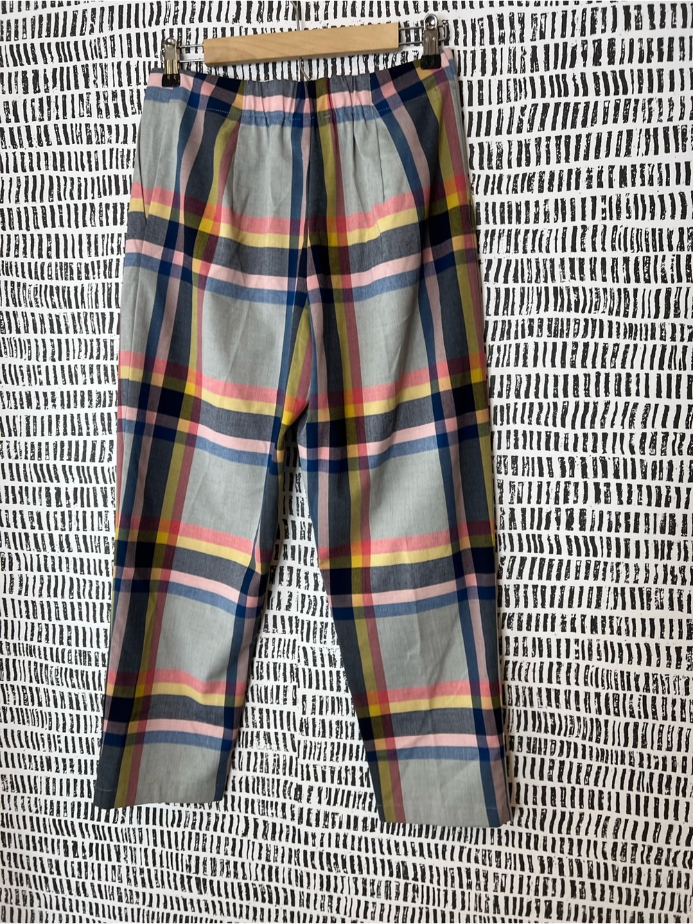 Cory Lynn Calter Plaid Cropped Trousers Pastel Madras High Rise Pants - Picture 11 of 14